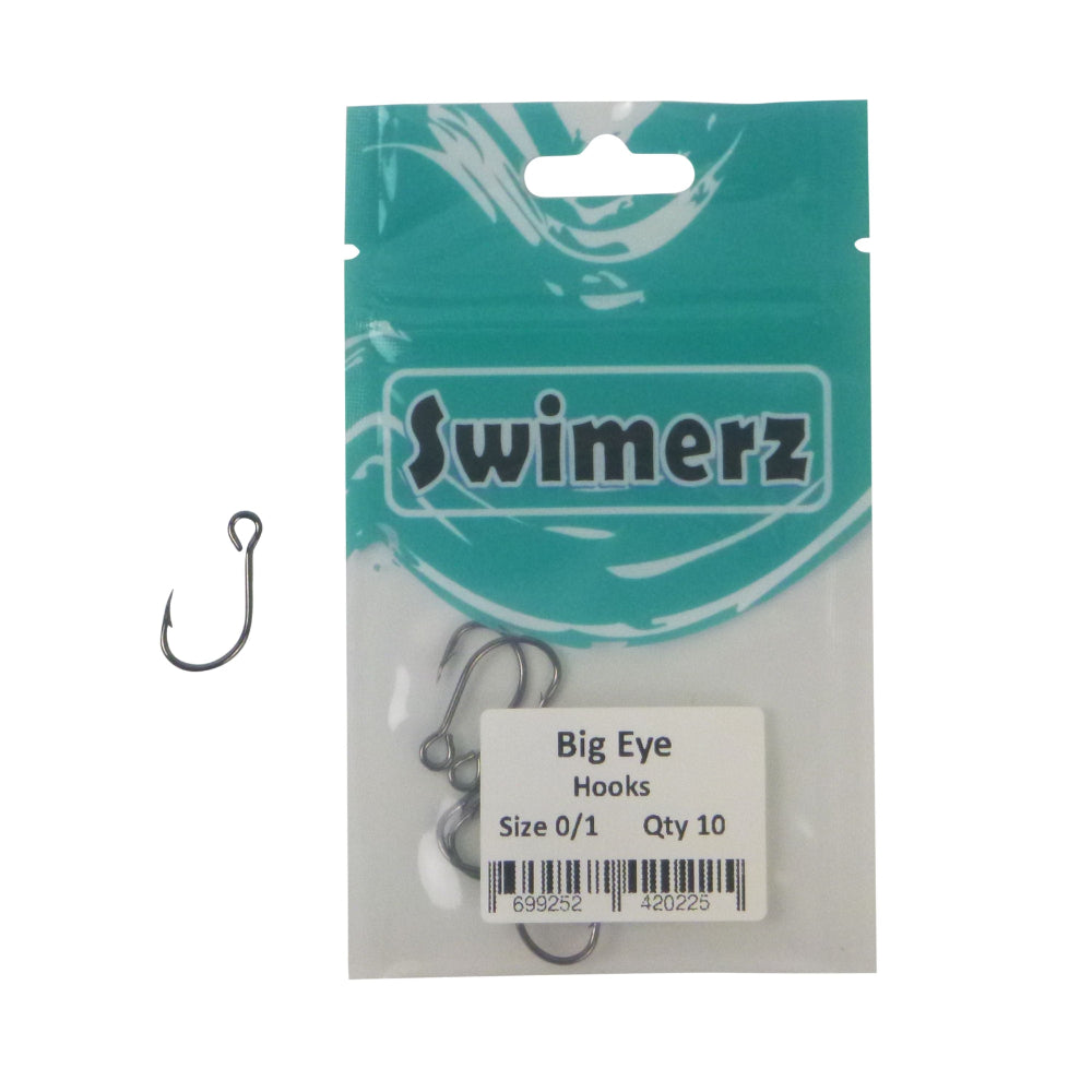 Swimerz Size 1 Big Eye Inline Lure 10 Pack Hooks