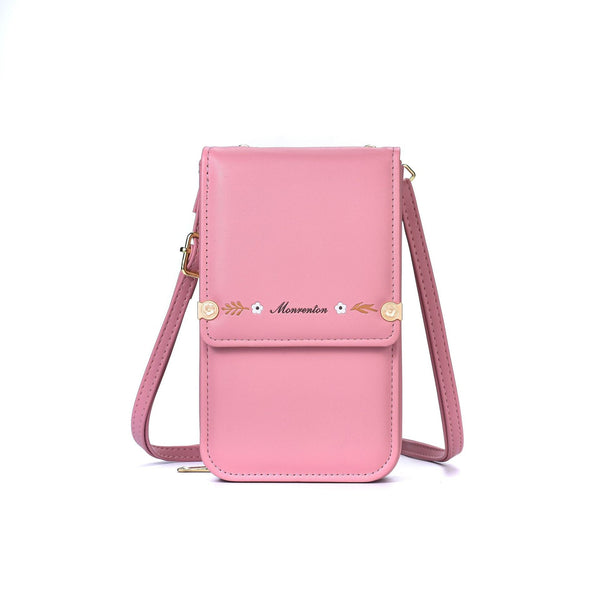 Flowers Embroidery Mobile Phone Bags For Women Ins Fashion Crossbody Shoulder Ladies Long Wallet