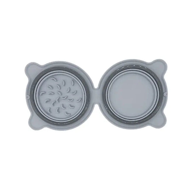 Collapsible Silicone Double Dog Bowltravel Bowlcollapsible Slow Feeder Bowlspill And Anti Flip Mat Dog Bowls