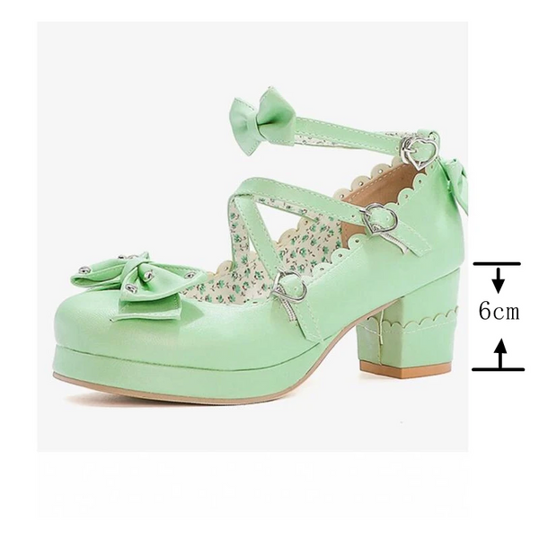 Reave Cat Women Mary Janes Pumps Cute Bowtie Princess Lolita Shoes Ladies Square High Heel Wedding Cosplay Big Size 48 Heels