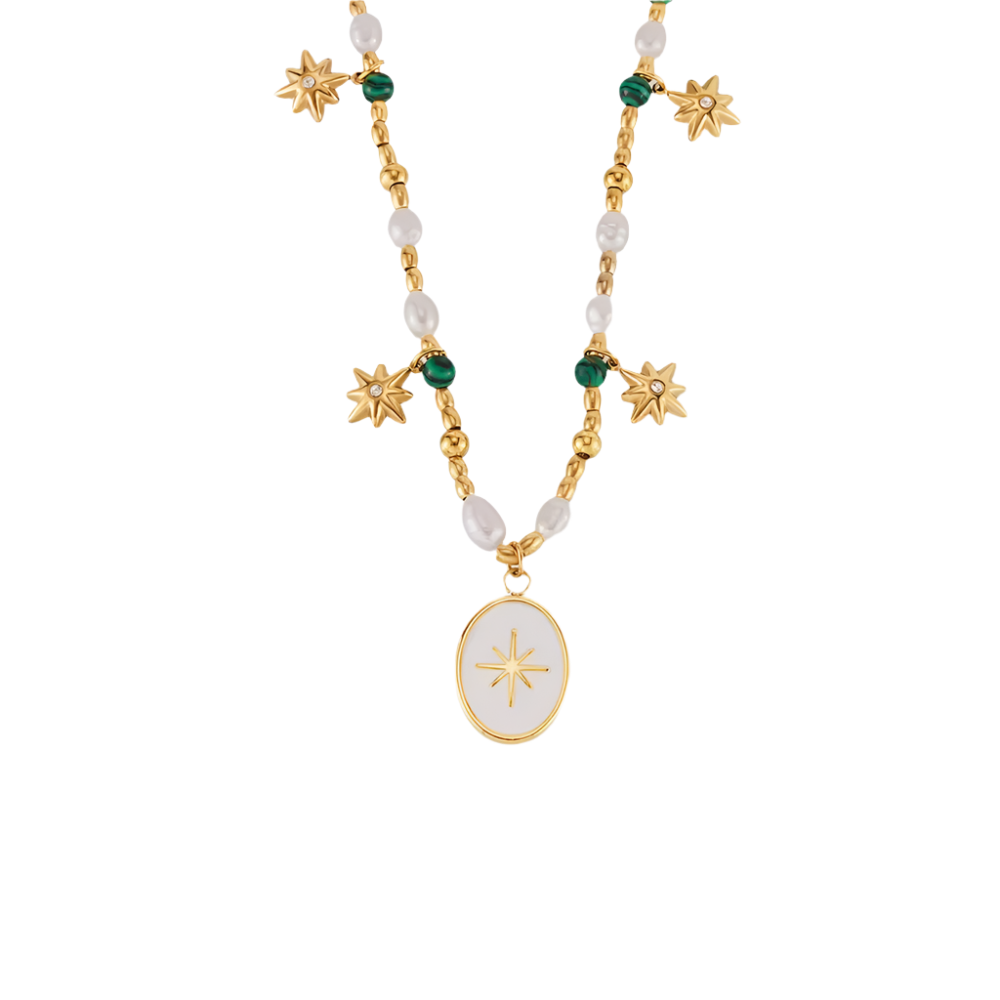 Titanium Steel Freshwater Pearl Oval Pendant Necklace Necklaces & Pendants