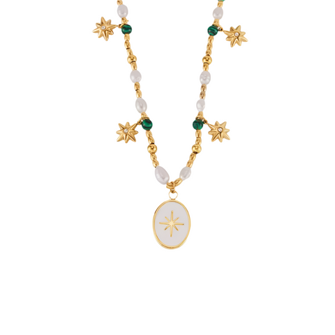 Titanium Steel Freshwater Pearl Oval Pendant Necklace Necklaces & Pendants