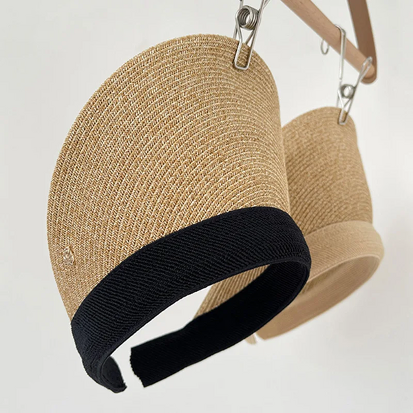 Luna&Dolphin Women Summer Uv Cut Empty Top Big Eaves Sun Hat Hair Band Cap Black Bow Nature Seaside Vacation Sunscreen Beach Hats