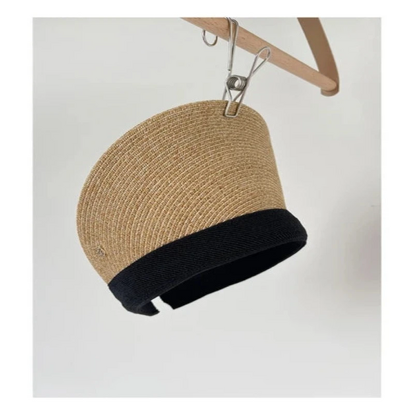 Luna&Dolphin Women Summer Uv Cut Empty Top Big Eaves Sun Hat Hair Band Cap Black Bow Nature Seaside Vacation Sunscreen Beach Hats