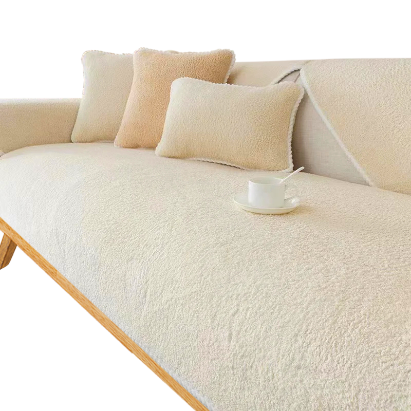 Sofa Towel Velvet Beige Cover For Living Room Sectional Shape Slipcovers