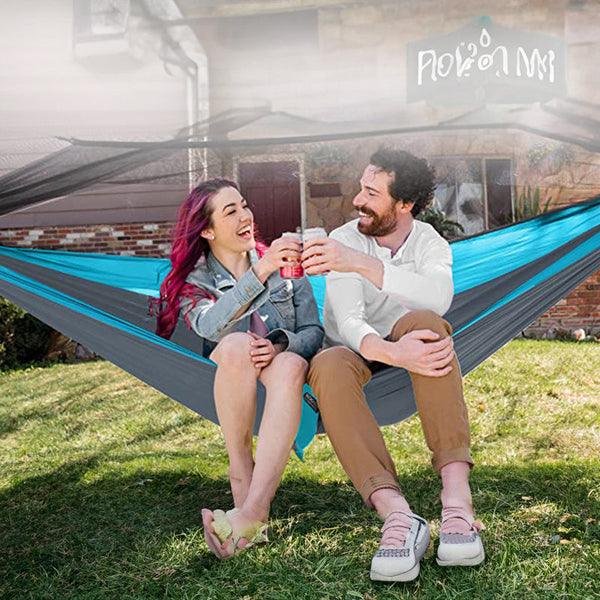 Light Double Nylon Camping Hammock With Straps. Great For Trips Beach Yard & Garden. Hammocks