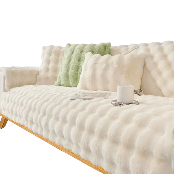 Sofa Towel Super Soft Rabbit Plush Beige Thicken Bubble Velvet Non Slip Cover Slipcovers