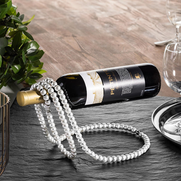 Metal Wine Rack With Pearl Necklace Design Creative Magic Floating Bottle Holder Racks