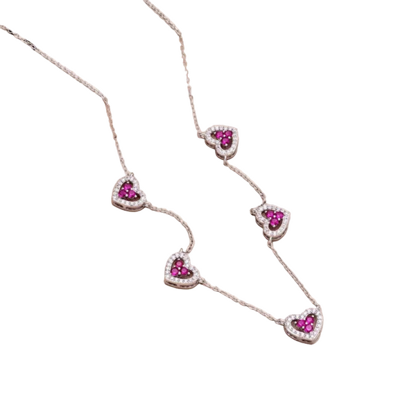 True S925 Silver Heart Necklace Women Rainbow Charm Pendant Female Luxury Jewelry Sparkling 5A Zircon Girl Gift Necklaces & Pendants