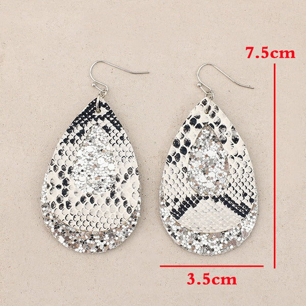 Veile Studios Pu Leather Sequin Teardrop Earrings