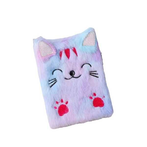 Bowtie Cat Notebook Girls Kawaii Cartoon Plush Diary Book Portable Notepad Planner Agenda Journal Office School Stationery Suppl Notebooks
