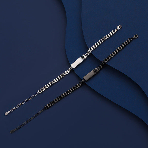 Couple Bracelet With 100 Different Voices I Love You Engraved High Definition Color Photo Projection Bracelets