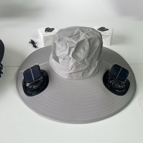 Solar Fan Hat: Wide Brim Bucket With 2 Fans Mens Summer Cap For Outdoor Fishing Camping Hiking. Hats