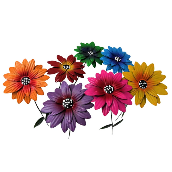1Pc 8 Colors Metal Flowers Garden Stakes Indoor Outdoor Crafts Rustproof Iron Yard Art Lawn Decoration Lawn Stakes
