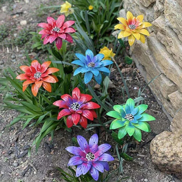 1Pc 8 Colors Metal Flowers Garden Stakes Indoor Outdoor Crafts Rustproof Iron Yard Art Lawn Decoration Lawn Stakes