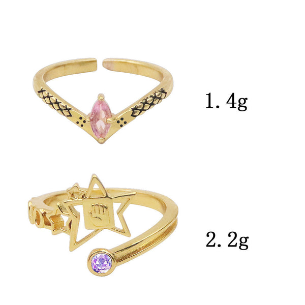 Anime Jojo's Bizarre Adventure Josuke Higashikata Star Ring Stand Platinum Heart Cos Rings