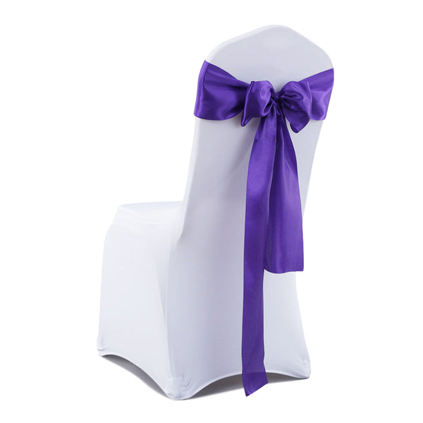 50X Coloured Satin Chair Eggplant Table Runners