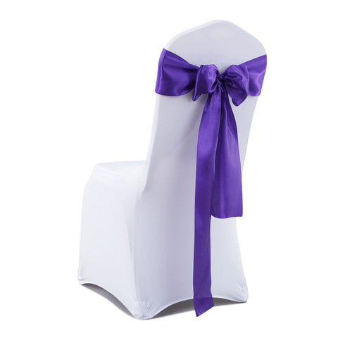 50X Coloured Satin Chair Eggplant Table Runners