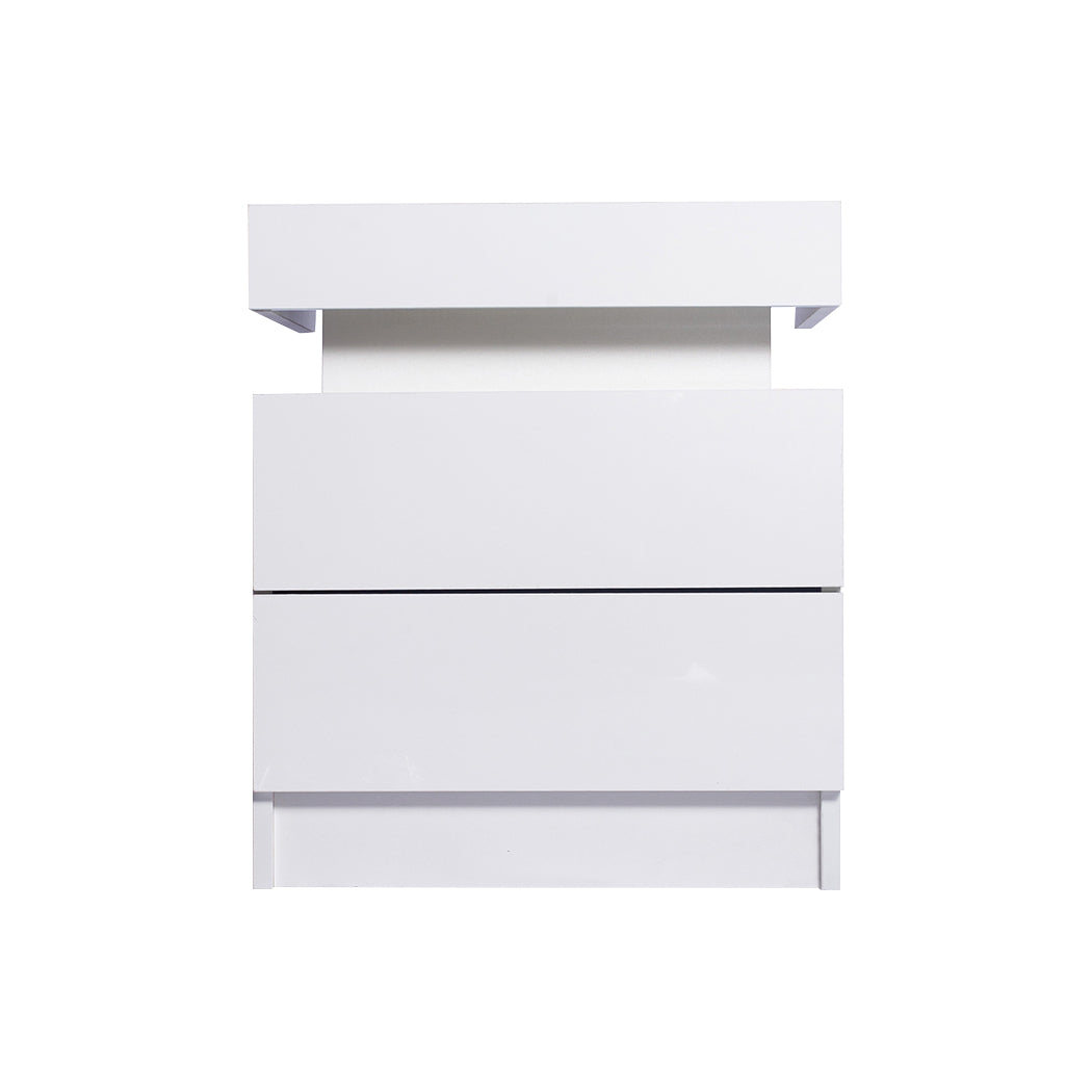 Levede Rgb Led Side White Bedside Tables