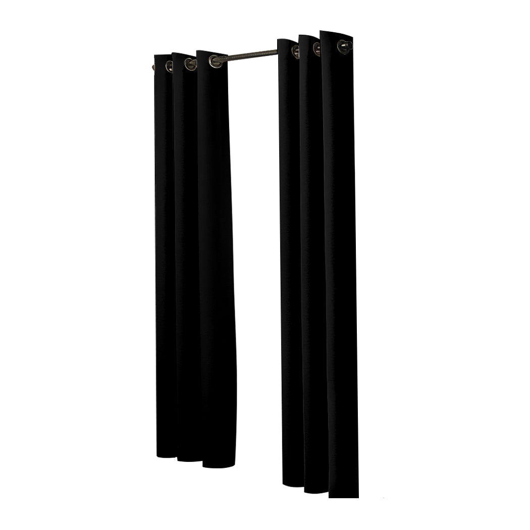 2X Blockout Curtains Panels 3 Layers Black 132 213Cm Curtains & Drapes