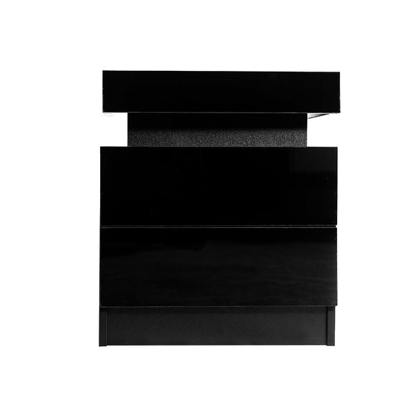 Side With 2 Drawers Black Modern Storage For Bedroom Or Living Room Bedside Tables