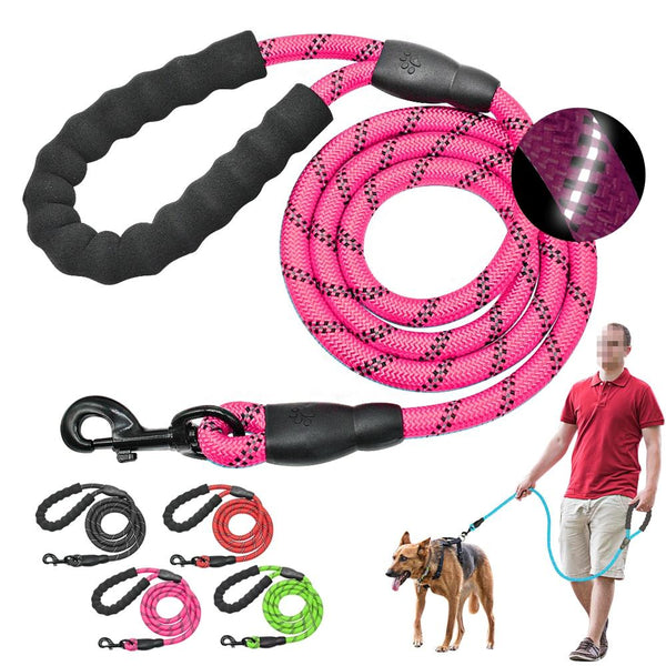 Red Reflective Dog Pet Leash Rope Nylon Small Medium Large Dogs Puppy Leashes 150Cm Long Heavy Duty Leads & Head Collars