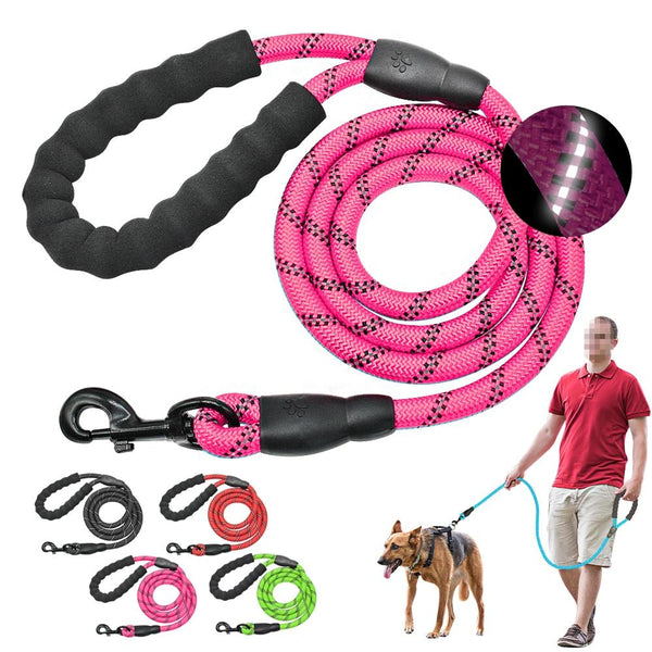 Red Reflective Dog Pet Leash Rope Nylon Small Medium Large Dogs Puppy Leashes 150Cm Long Heavy Duty