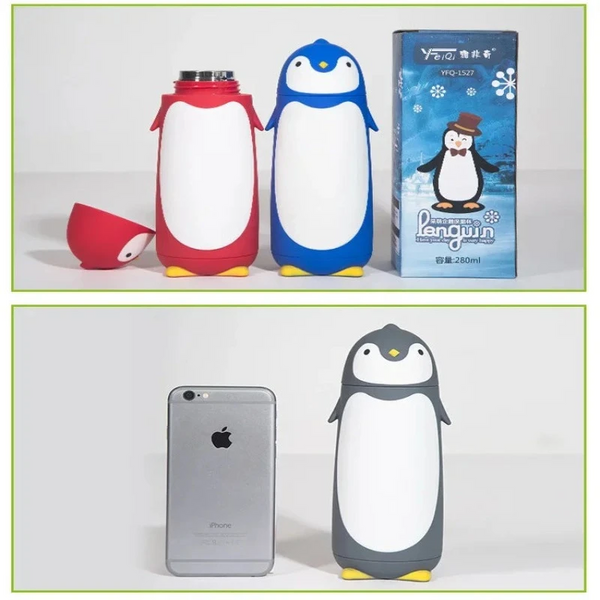 Penguin Stainless Steel Vacuum Thermos Travel Mug Tea Water Bottle Coffee Flask For Kids Children Student 9.5Oz Vacuum Flasks & Mugs