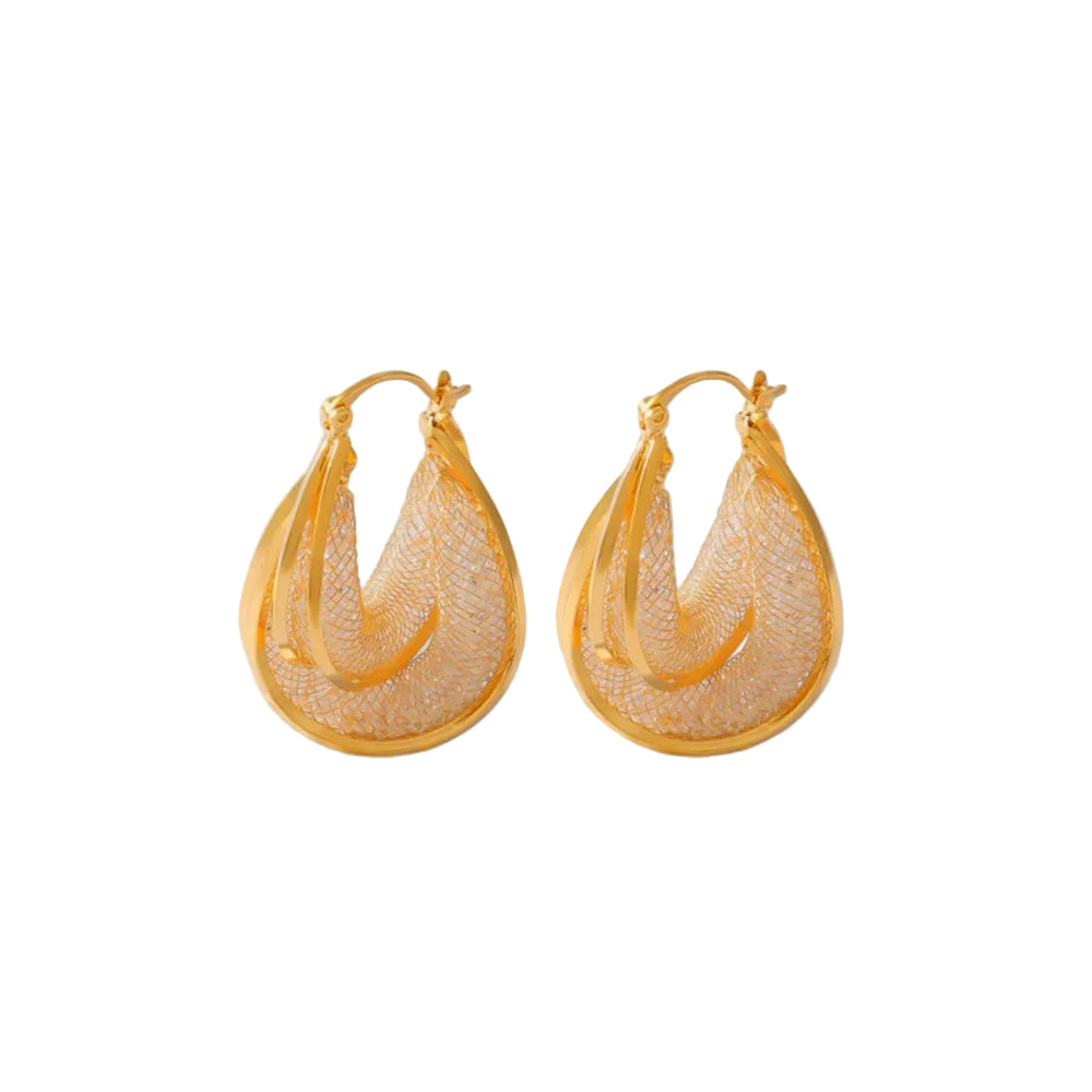 Copper Glass Stone U Shape Earrings