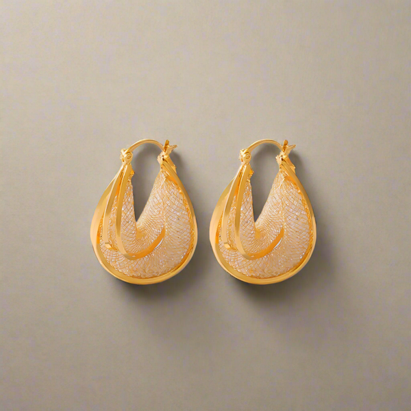 Copper Glass Stone U Shape Earrings