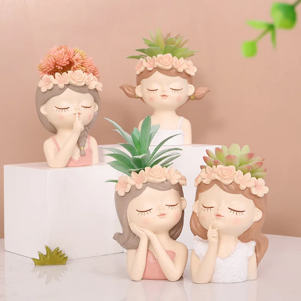 Creative Fairy Flower Pot Resin Desktop Balcony Gardening Micro Landscape Decoration Vase Succulent Pots Green Plants Planters & Vases