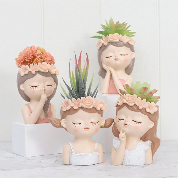 Creative Fairy Flower Pot Resin Desktop Balcony Gardening Micro Landscape Decoration Vase Succulent Pots Green Plants Planters & Vases