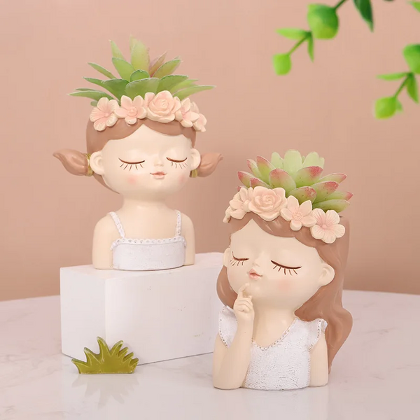 Creative Fairy Flower Pot Resin Desktop Balcony Gardening Micro Landscape Decoration Vase Succulent Pots Green Plants Planters & Vases