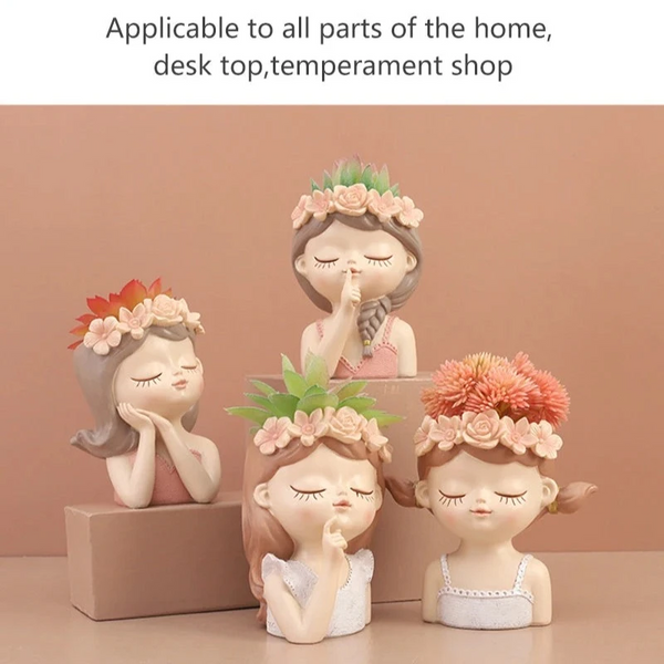 Creative Fairy Flower Pot Resin Desktop Balcony Gardening Micro Landscape Decoration Vase Succulent Pots Green Plants Planters & Vases