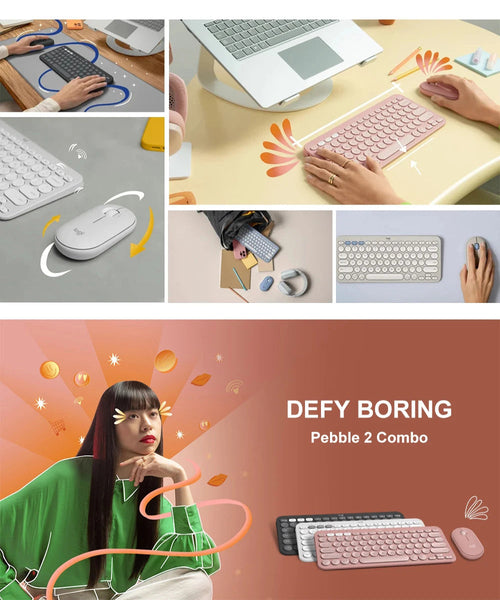 Logitech K380 Mini Bluetooth Wireless Keyboard Tablet Phone Pebble2+K390 Set Keyboards