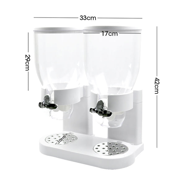 Toque Double Cereal Dispenser Dry Food White Food Storage Containers