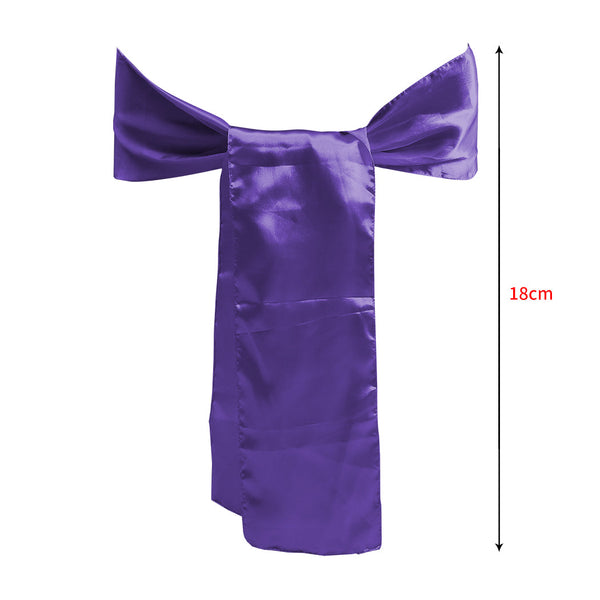 50X Coloured Satin Chair Eggplant Table Runners