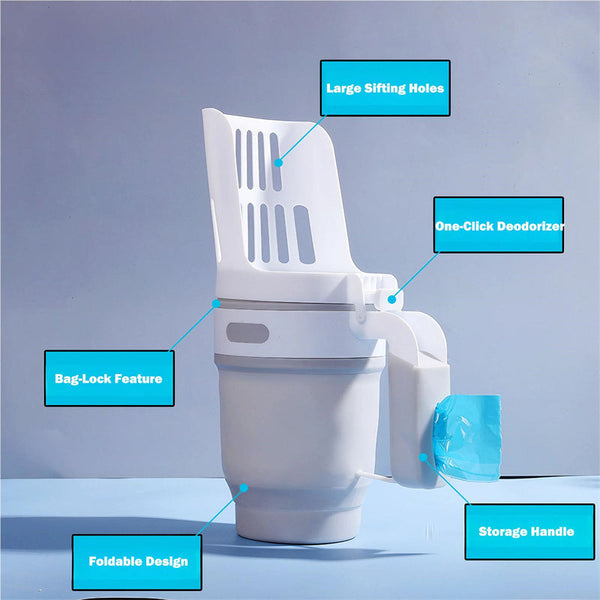 Upgrade Widen Cat Litter Shovel Scoop With Refill Bags Self Cleaning Waste Bin System Litter Scoops