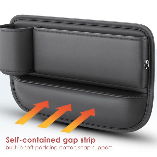 Multifunctional Car Front Seat Gap Black Faux Leather Storage Holder With Cup Car Organisers