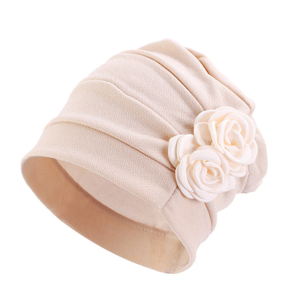 Ethnic Headscarf Chemotherapy Two Flower Headwear For Women Polyester Frosted Scarves & Wraps