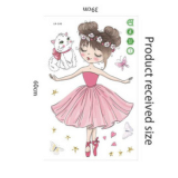 Cartoon Dance Girl Kitty Butterfly Wall Decal Paper Room Home Stickers Cute Ballet Decoration For Bedroom Wall Stickers