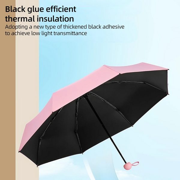 Mini Pocket Travel Umbrella Uv Protection Dual Purpose Sun Sunscreen Black Rubber Foldable Umbrellas