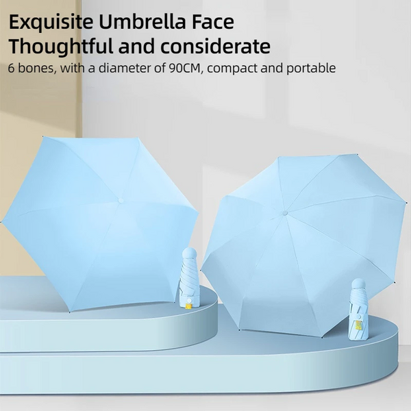 Mini Pocket Travel Umbrella Uv Protection Dual Purpose Sun Sunscreen Black Rubber Foldable Umbrellas