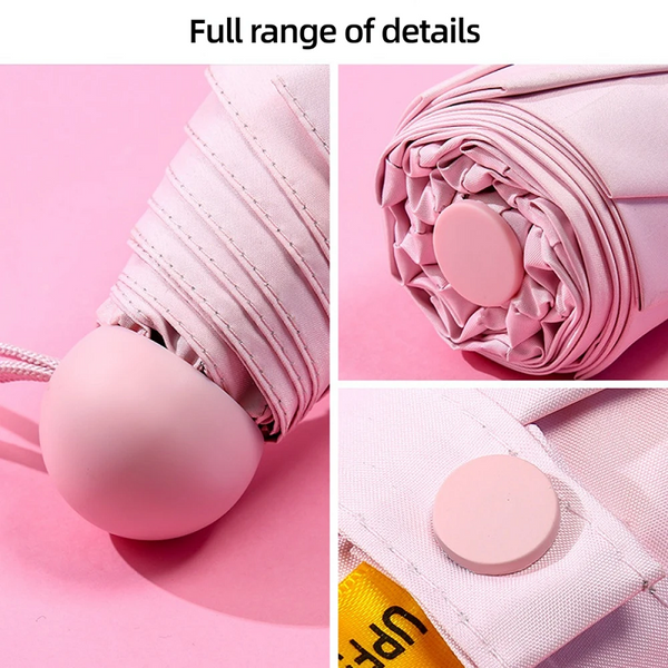 Mini Pocket Travel Umbrella Uv Protection Dual Purpose Sun Sunscreen Black Rubber Foldable Umbrellas