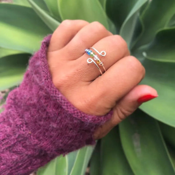 925 Sterling Silver Bead Wrap Ring Rings