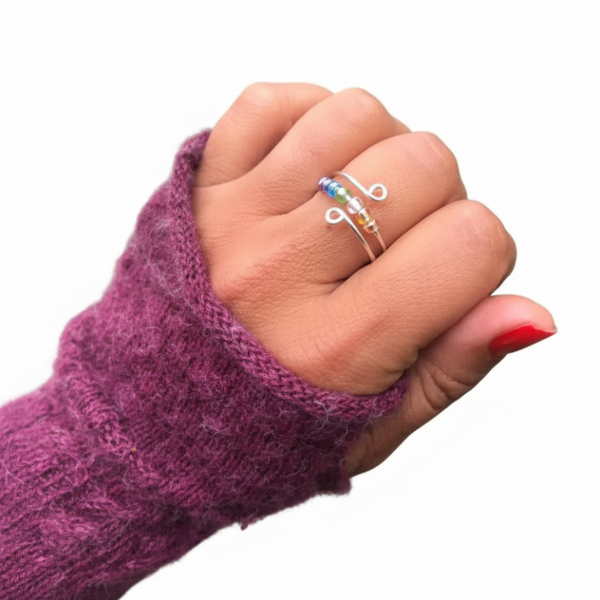 925 Sterling Silver Bead Wrap Ring Rings