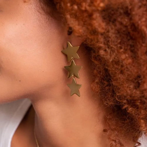 18K Gold Plated Stainless Steel Star Earrings