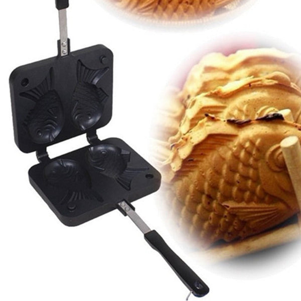 Non Stick Taiyaki Fish Shaped Waffle Frying Pan Maker Food Cooking Baking Mold Waffle Makers