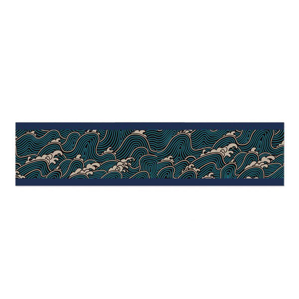Modern Coastal Blue Wave Dining Table Runner Decor Table Runners