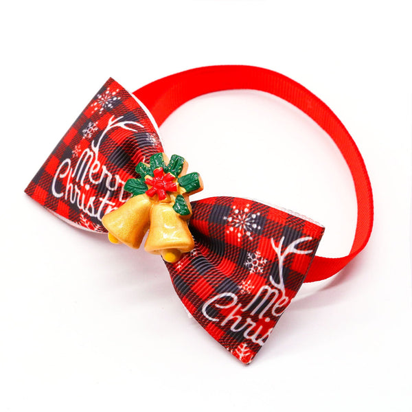 Christmas Dog Printed Pet Tie Collar Bow Accessories Cat Threaded Ribbon Dog Clothing & Shoes